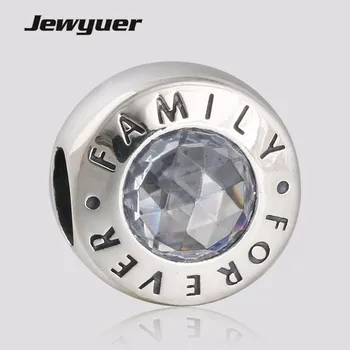 Mors dag Gave Familie for Evigt charms 925 Sterling Sølv fine smykker Passer perle Armbånd smykker DIY gave til mor BE355