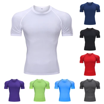 2021 Løbe T-shirt til Sport, Fitness Beklædning Mænds tætsiddende Quick-tørring Kort-langærmet Basketball Bunden Fodbold Klud