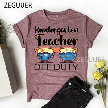 Sommer Tøj Til Kvinder Lærer Off Duty Print T-Shirts Kvinder Sommer Mode Print Tshirt Afslappet O-Neck T-Shirt Gotiske Gave