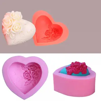 Hjerte Rose Formet 3d Sæbe Silikone Formen Fondant Sukker Kage Forme Dekorere Værktøjer, Aromaterapi Stearinlys Forme Home Decor
