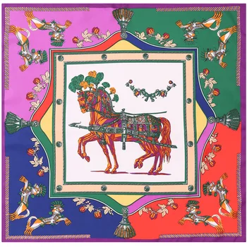 70*70cm Nye Mode, Silke Tørklæde Kvinder Små Bløde Firkanter Dekorative Farve Geometriske Syning Pony Print Tørklæde Hals Wrap