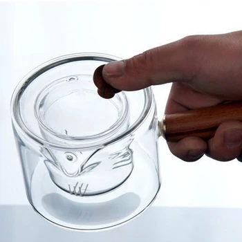 Glas Tekande med Træ-Håndtag,Fortykket varmeandigt Glas,Elkedel, Blomst Tekande Te Sæt