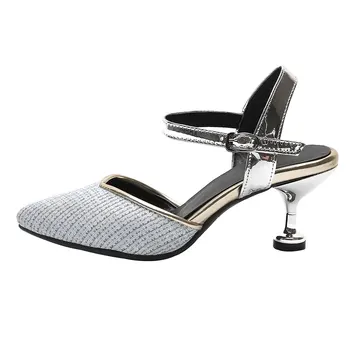 Lloprost ke 2019 nye sommer kvinder sandaler casual sko elegante enkelt sko med høj hæl spidse tå spænde stropper sko kvinde H440
