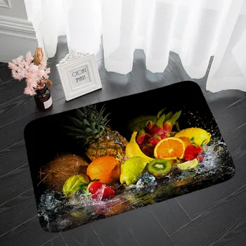 Frugt & Grøntsager Kreative 3D-Print Tæpper og Tæpper til Soveværelset, stuen, Tæppe, Køkken, Badeværelse Anti-Slip gulvmåtter