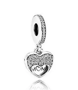 Ægte 925 Sterling Sølv Gennembrudt Træ, Af Kærlighed Med Crystal Charm Perle Passer Til Pandora Armbånd & Halskæde Smykker
