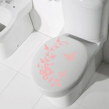 Badeværelse Toilet Mærkat Sæde/Køleskab, Væg Mærkater Mærkat Dejlige Blomst Butterfly