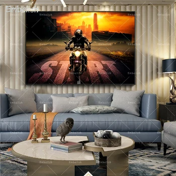 Embelish 1 Stykker Hot Sælger Cool Motorcykel Race Sport Væg Plakater For Living Room Home Decor HD Lærred Maleri Billeder