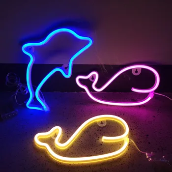 Kreative Dolphin Hval LED Neon Skilt Lys USB/Batteri Drift Ferie Nat Lampe Væggen Baggrund Kids Soveværelse boligindretning