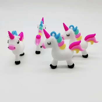 Tegnefilm Blød PVC Unicorn Nøglering Gummi-3D-Animationsfilm Søde Dyr Hest nøglering nøglering Børn Toy Vedhæng med Nøglen Nipsting Gave
