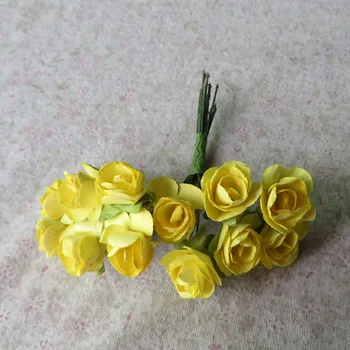 12PCS / masse 1,5 cm kunstig lille papir steg håndlavet festartikler til bryllup bil dekoration, Kunstige blomster