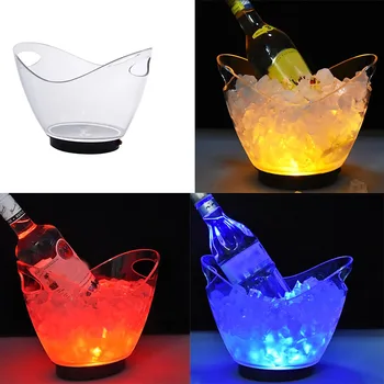 8L Gennemsigtig LED Genopladelige isspande Bar Vin Igennem Glas Øl Flaske Opbevaring Køligere Køkken Udendørs Værktøjer Vin Holder