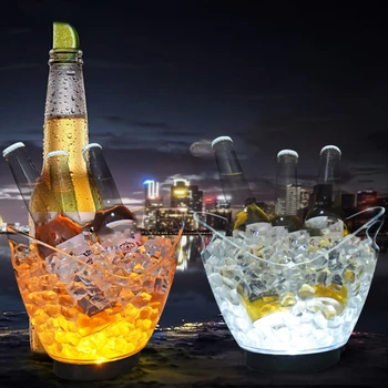 8L Gennemsigtig LED Genopladelige isspande Bar Vin Igennem Glas Øl Flaske Opbevaring Køligere Køkken Udendørs Værktøjer Vin Holder