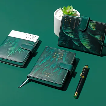 Læder Book White Græs, Blade Kreative Grønne Friske Studerende Notebook Palm Leaf Banana Leaf Dækker Dagbog Hånd Notebook