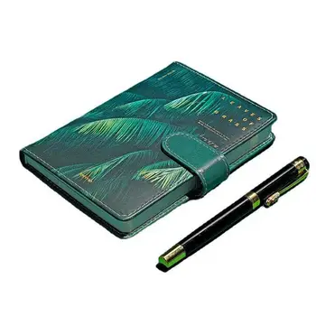 Læder Book White Græs, Blade Kreative Grønne Friske Studerende Notebook Palm Leaf Banana Leaf Dækker Dagbog Hånd Notebook