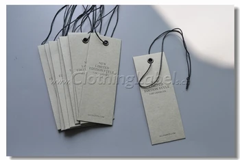 Papir, der hang tags, 700gsm pap, indgraveret udskrivning logo, voksbehandlet bomuld snor og sølv nitter