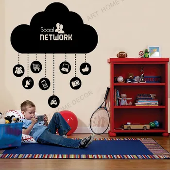 Sociale netværk søde cloudes Gamer Tapet-Controller, spil Klistermærker Hjem Indretning, der er Tilpasset Til Soveværelse Vinyl vægoverføringsbilleder wx252