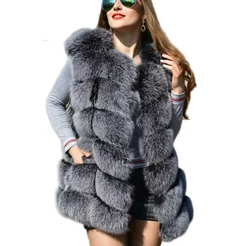 CP Faux Fur Fabrikken Fox Kunstig Pels Vest Kvinder Efterår og Vinter Fox Faux Pels Midten Lang Vest Kvindelige Faux Fur Vest CP01