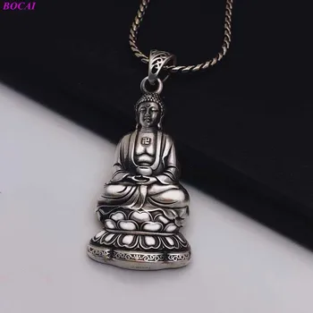 BOCAI S999 Sterling Sølv Bodhisattva Vedhæng Mandlige Og Kvindelige Thai Sølv Håndværk Personlighed Populære Sikkerhed Amulet Vedhæng