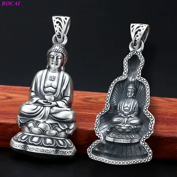BOCAI S999 Sterling Sølv Bodhisattva Vedhæng Mandlige Og Kvindelige Thai Sølv Håndværk Personlighed Populære Sikkerhed Amulet Vedhæng