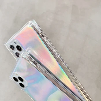 Laser Pap Firkantede Phone Case For iPhone 11 12 Pro Max antal XR-X XS Max 7 8 6S Plus SE 2020 Blødt TPU Full Body Telefonen Bagsiden