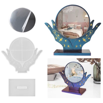 Crystal DIY Epoxy Harpiks Skimmel Hånd Makeup Spejl Desktop Mirror Silikone Formen for Harpiks