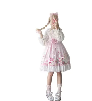 Lolita party dress kawii vintage kjole sød lolita kjoler Jordbær dessert kanin lolita Japansk bløde pige JSK kjole