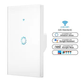 Amerikansk Standard WiFi Smart Light Switch Med Luxuray Glas, Touch Sensor Smart Væggen Skifte Stemme Arbejde Med For Alexa