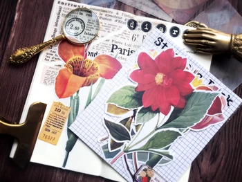 6stk/Bag Vintage Stor Blomst Mærkat DIY Håndværk Scrapbooking Album Junk Tidende Planner Dekorative Klistermærker