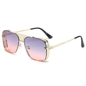 Luksus Square Solbriller til Kvinder, Mænd Brand Designer Retro Metal Ramme Sol Briller Gradient Nuancer Flad Top Solbriller