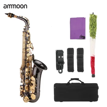 Ammoon Saxofon Eb E-fladskærms altsaxofon Sax Forniklet Messing Krop med Gravering Nacre Nøgler træblæseinstrumenter med Sagen