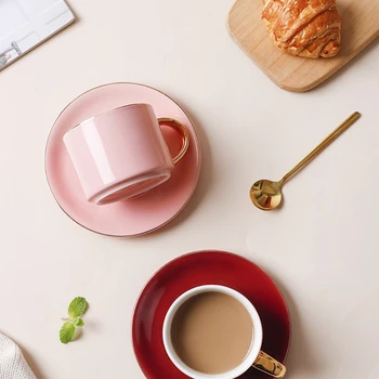 Te og Kaffe Kopper Kina Keramiske Smukke Blå Mat Glaseret Kop Te med Matchende Tallerkener Fars Dag Gave