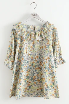 2021 sommeren nye blomsterprint casual skjorte kortærmet pullover kvindelige toppe