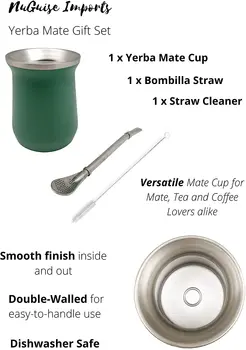Yerba Mate Cup 230ML Yerba Mate Græskar Moderne Balibetov Rustfrit Stee med Bombilla Halm & Halm Cleaner | Dobbelt-Walled