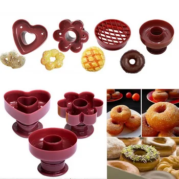 1 PC DIY Af Donuts Kaffefaciliteter Skimmel fødevaregodkendt Plast Doughnuts Kaffefaciliteter Fondant Cutter Indretning Kage, Brød, Desserter, Bagværk Skimmel