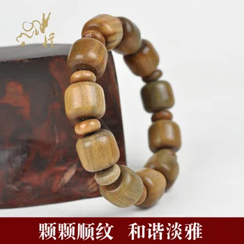 Naturlige Afrikanske Grønne Sandeltræ Tønde Perler Tibets Buddhisme Amulet Armbånd