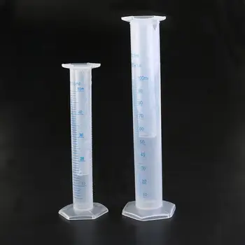 4stk 10ml / 25 ml / 50 ml / 100 ml Måling af Plast måleglas Laboratorium Flaske Lab Test til Måling af Container Kopper