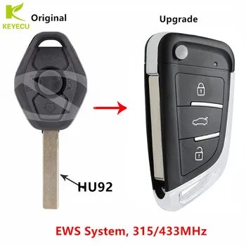 KEYECU Udskiftning Opgraderet Flip Fjernstyret Bil Key Fob 315/433MHz ID44 EWS System til BMW 1/3/5/7 Serie X3 X5 Z3 Z4