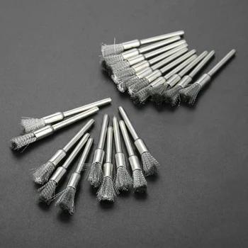 60Pcs 3 mm Skaft Stål Wire Børster polerskive Børste til Værktøjer Mini Børstet Burr Svejsning af Metal Overflade Forbehandling Slibning
