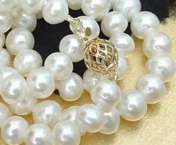 8-9mm hvid AKOYA SALTVAND kulturperler perle halskæde 18