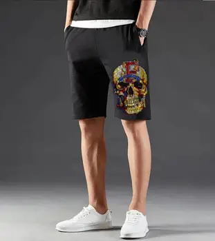 Flot design Plus Størrelse 2XL 2021 Rhinestones korte bukser til Mænd Brand Kort Mode Mand Streetwear Slank Bomuld shorts