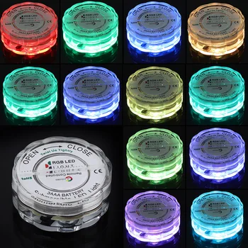 4stk/Set-LED RGB-Lys, Vandtæt Fjernbetjening Underwater Lamp bryllupsfest Vase Indretning