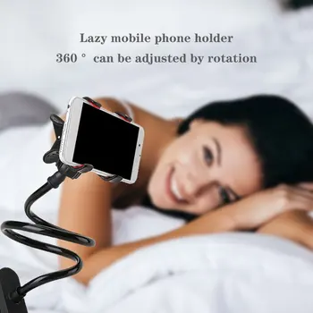 Fleksibel 360 Rotation Klip Mobil-Mobiltelefon Holder Lazy Bed Desktop Beslag Mount Stå Phone Clip Holder