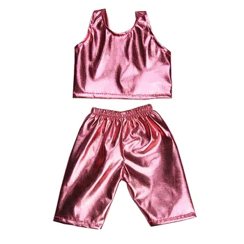 Pink Læder Korte Ærmer + Bukser Til 18 Tommer American Doll Girl & 43 Cm Født Baby,Vores Generation Dukke Tøj,Pige Toy Gave