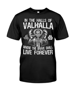Viking Symbol Bomuld T-shirts Til Mænd Odin Tatoveringer Se Dig I Valhalla 3D Printet Mode Sommeren Korte Ærmer Casual Unisex Toppe